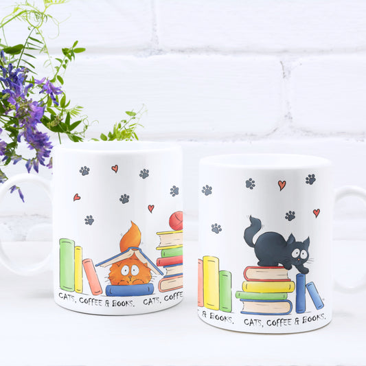 Cats, Coffee & Books Mug | 11oz,15oz