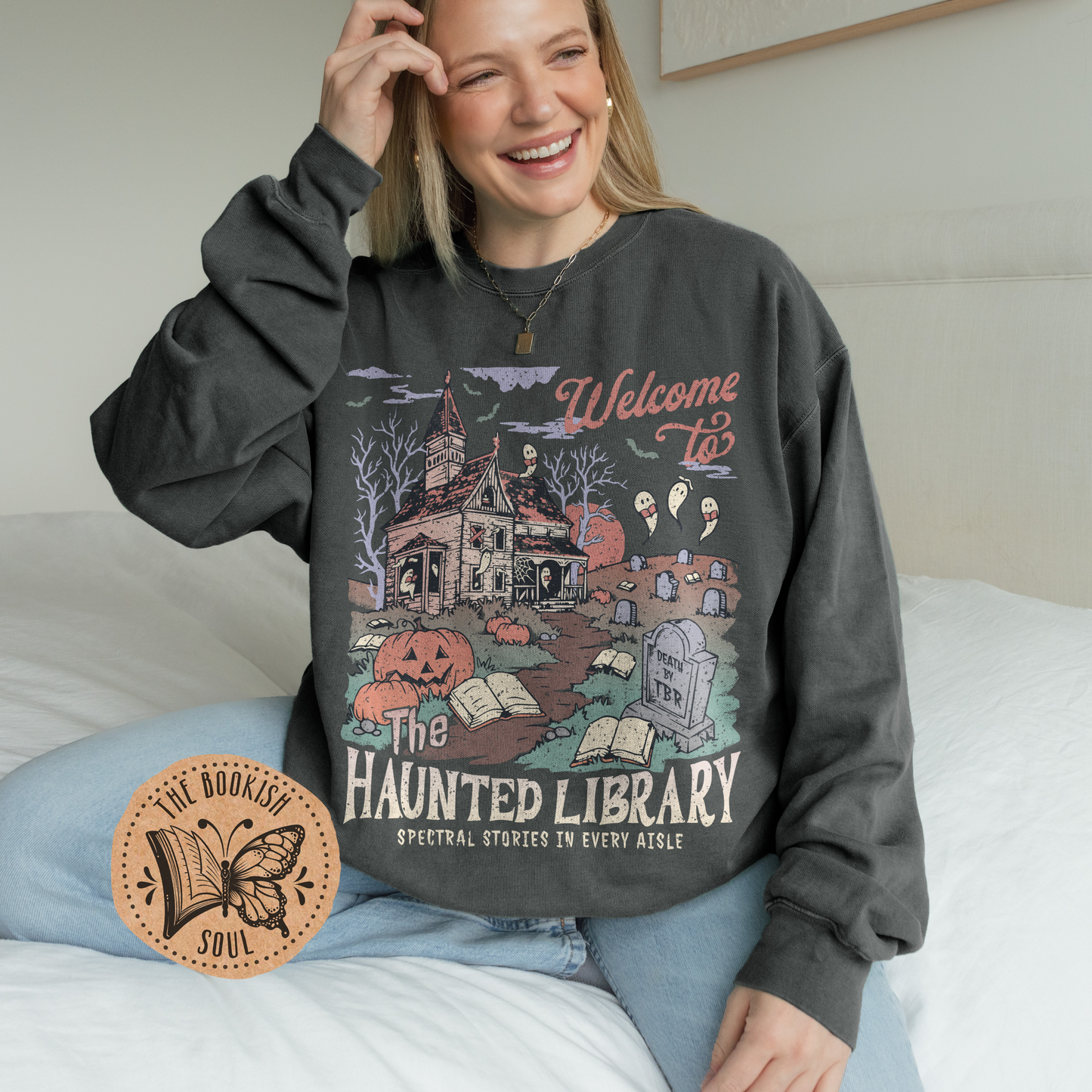 The Haunted Library Vintage Crewneck