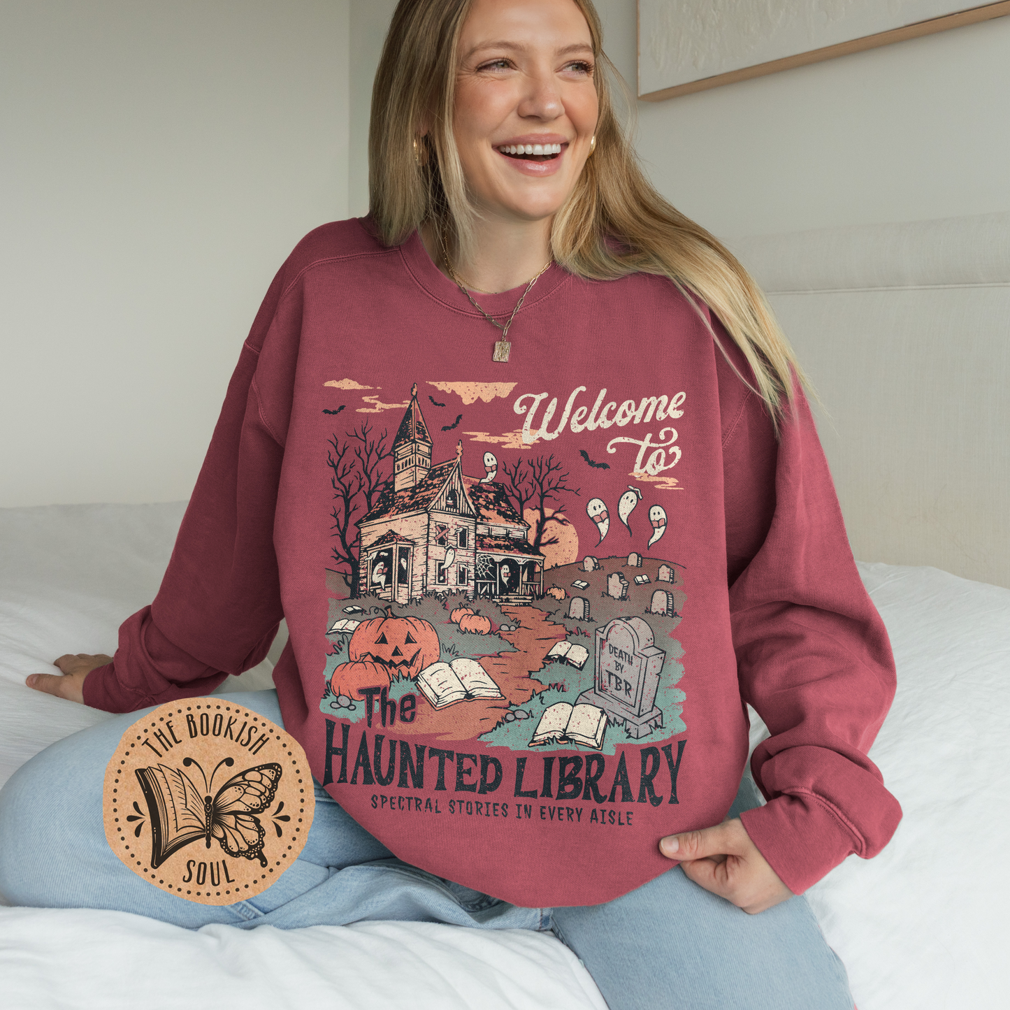 The Haunted Library Vintage Crewneck