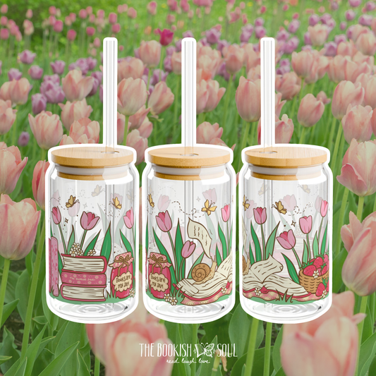 Spring Reads & Strawberries Sipper Glass | 16oz