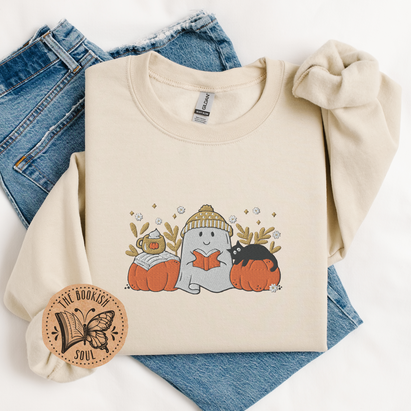 Bookish Ghost Embroidered Crewneck