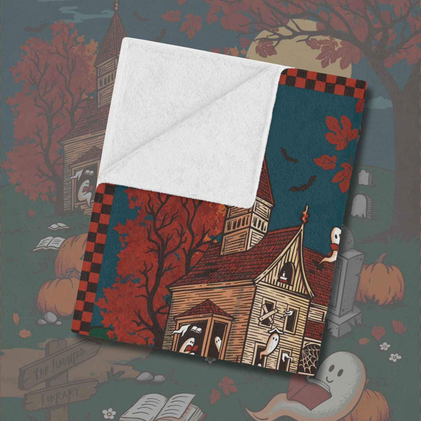 The Haunted Library Velveteen Blanket