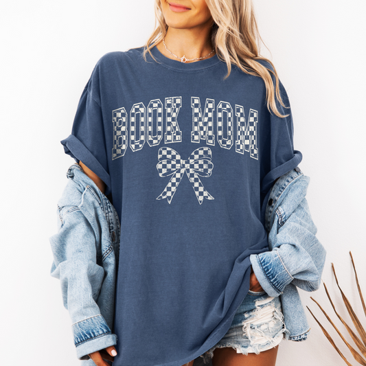 Book Mom Retro Checkered Bow