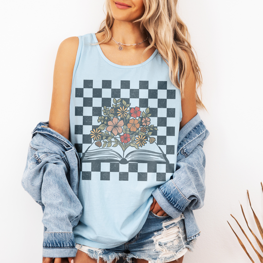 Book and Flowers Vintage Vibe Tank Top