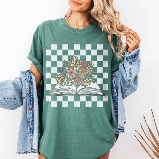 Retro Floral Checkered Book