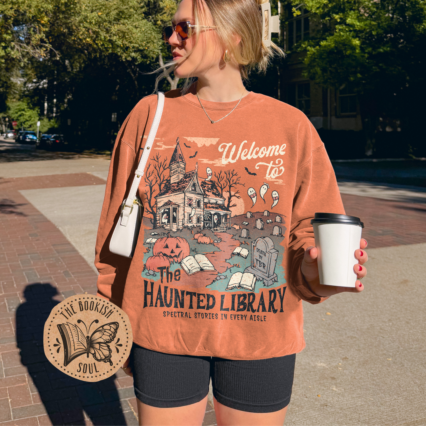 The Haunted Library Vintage Crewneck