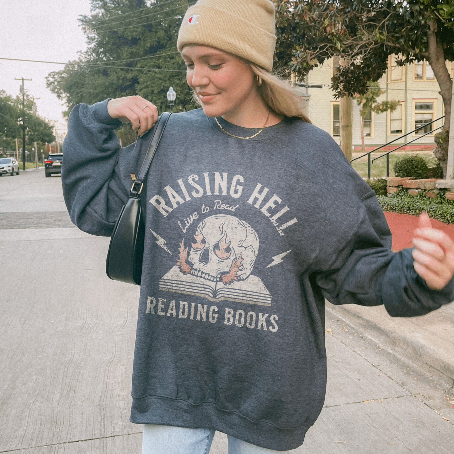 Raising Hell Reading Books Sweatshirt