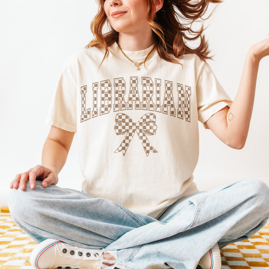 Librarian Retro Checkered Bow