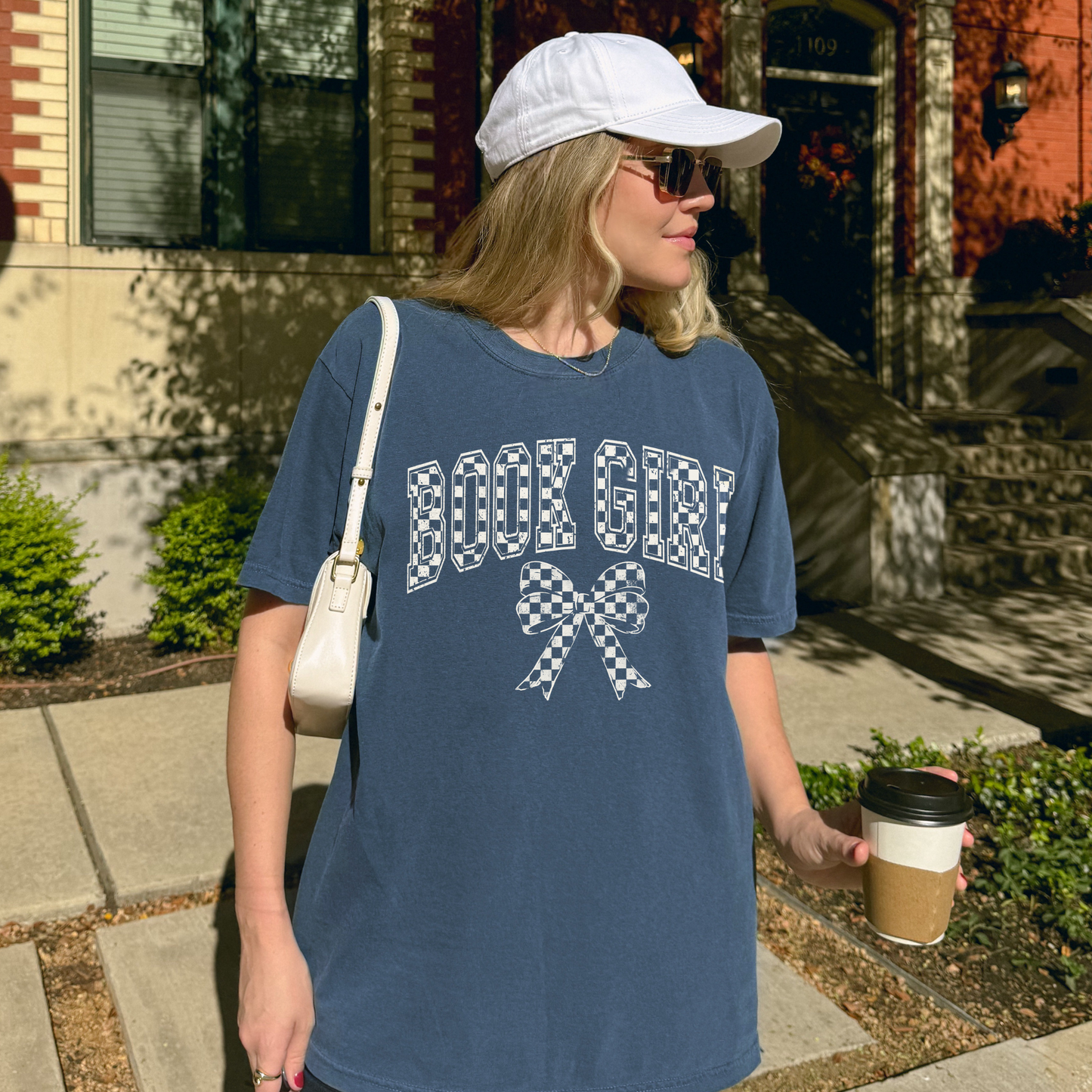 Book Girl Retro Checkered Bow