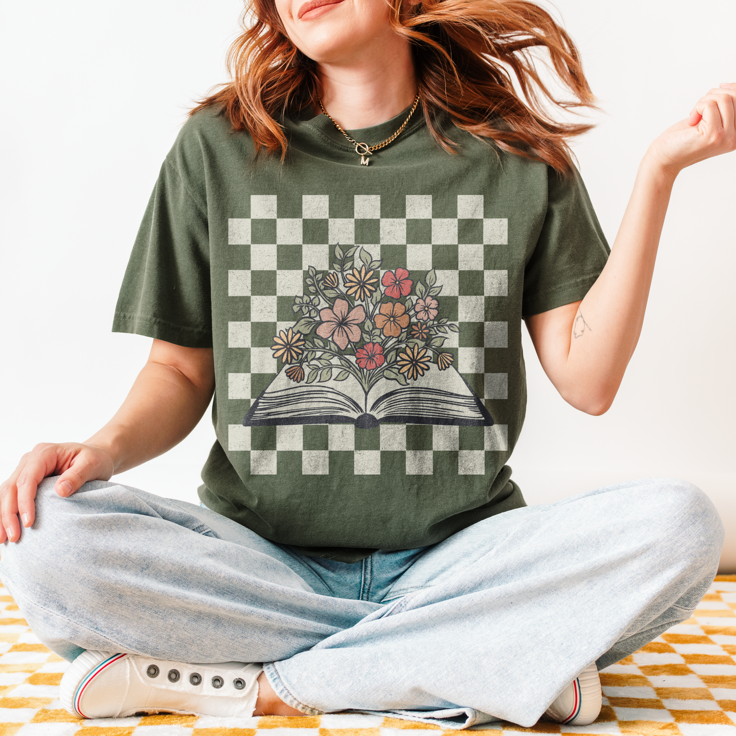 Retro Floral Checkered Book