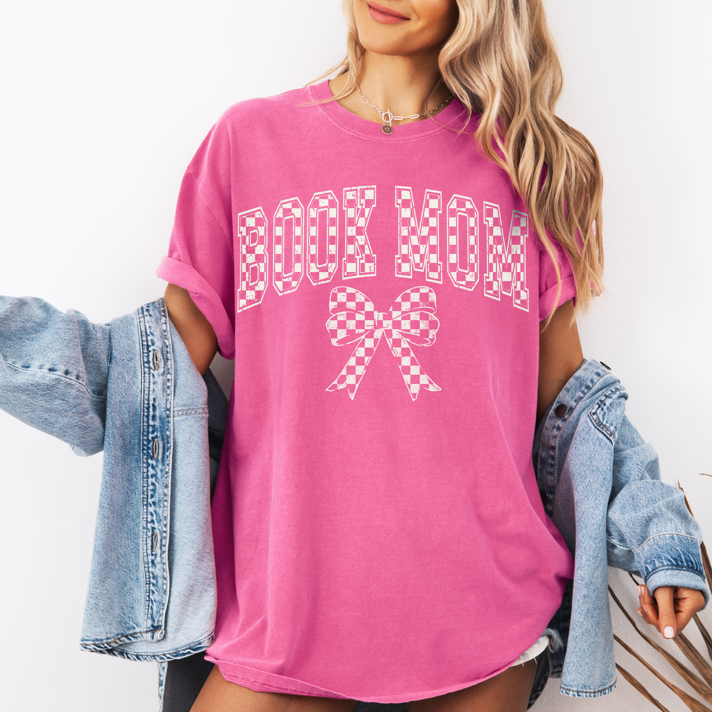 Book Mom Retro Checkered Bow