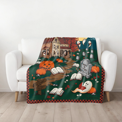 The Haunted Library Velveteen Blanket