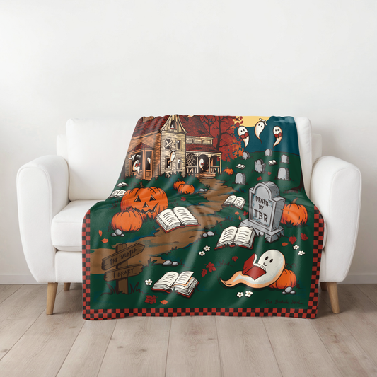 The Haunted Library Velveteen Blanket