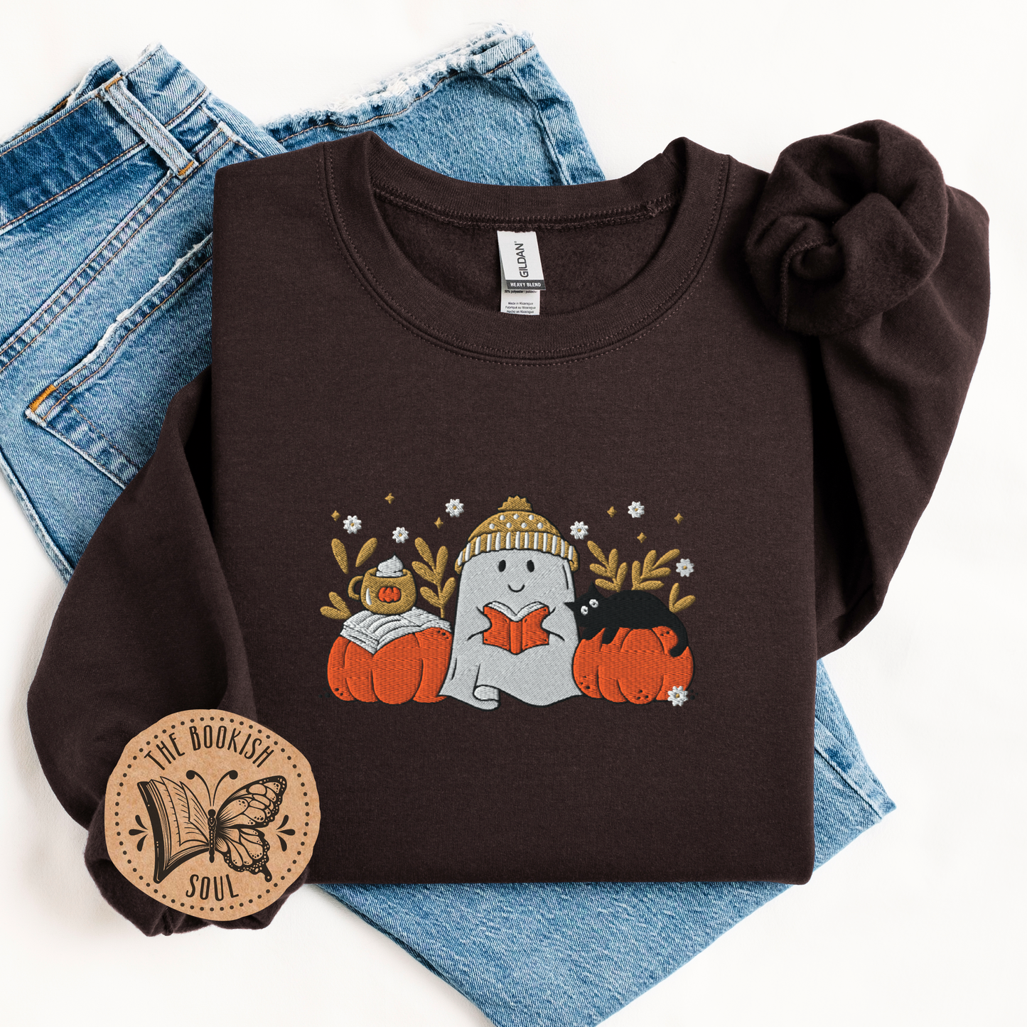 Bookish Ghost Embroidered Crewneck