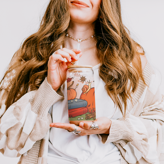 Cozy Harvest Reads Glass Can | 16oz