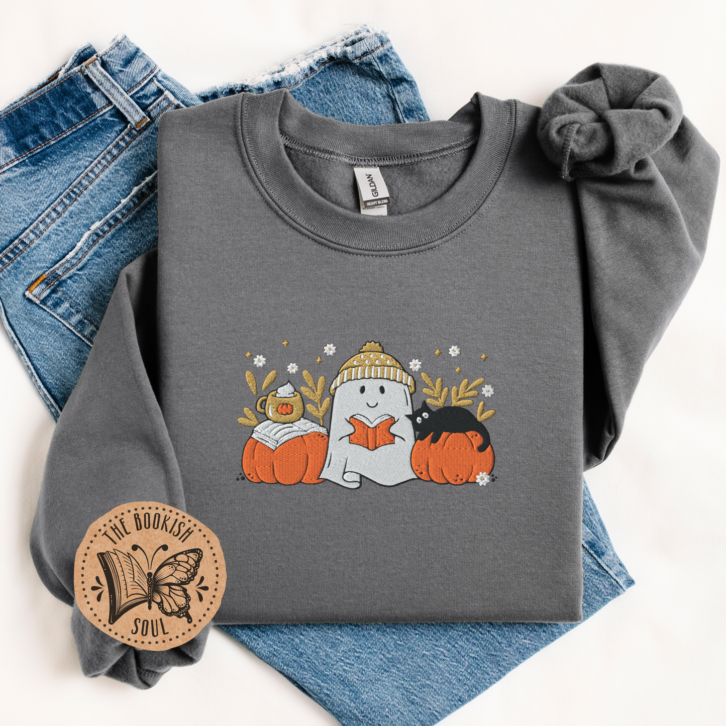 Bookish Ghost Embroidered Crewneck