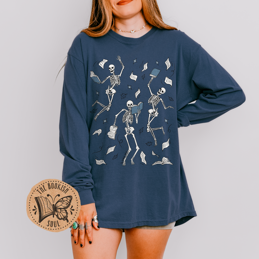 Dancing Bookish Skeletons | Long Sleeve