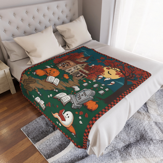 The Haunted Library Velveteen Blanket