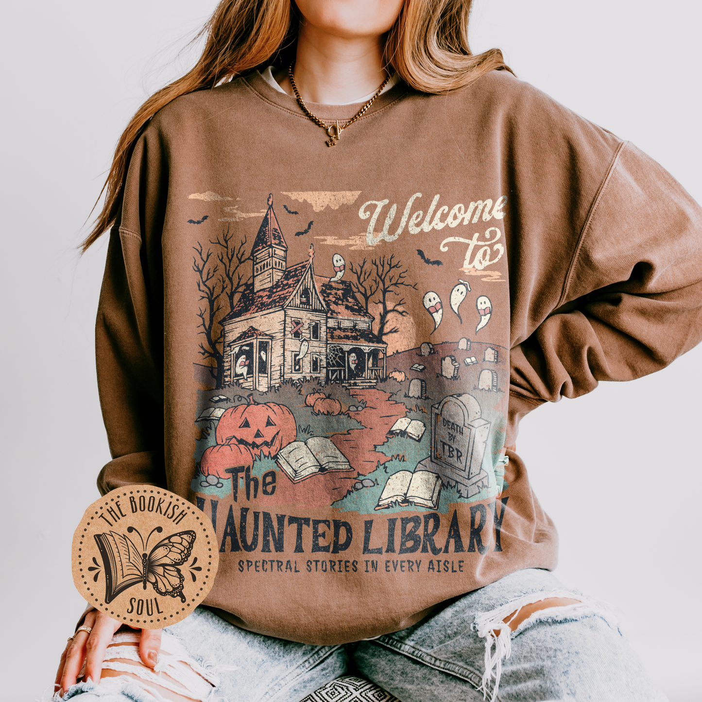 The Haunted Library Vintage Crewneck