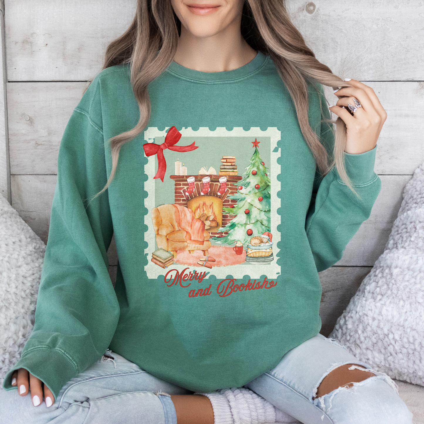 Bookish Holiday Postcards Crewneck